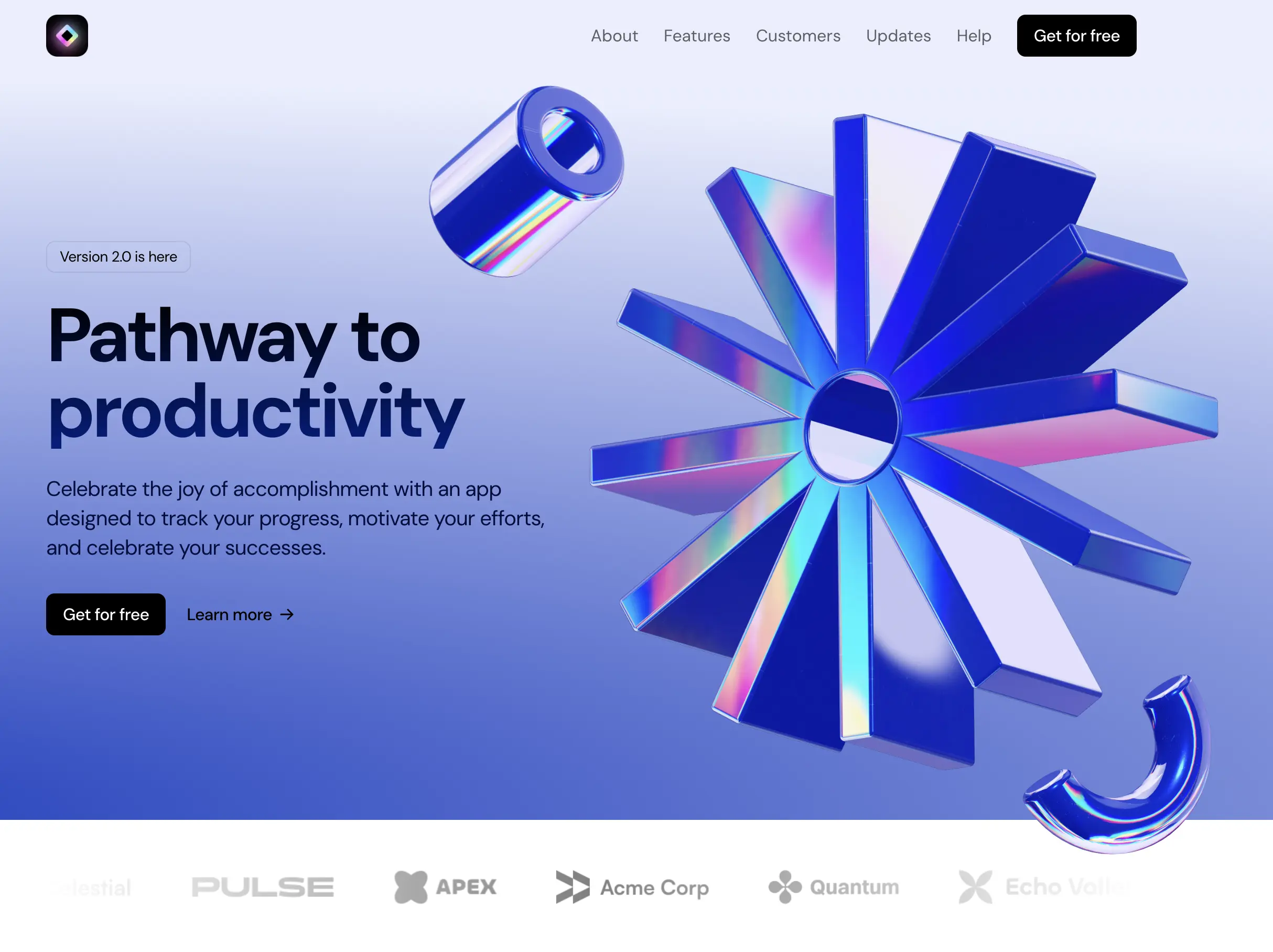 Productivity landing page screenshot